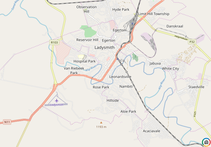 Map location of Ladysmith
